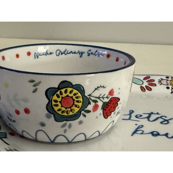 Taco Tuesday Let's Taco Bout It Platter‎ 12"x 8" Salsa Queso Bowl 4" Fiesta - Picture 5 of 13